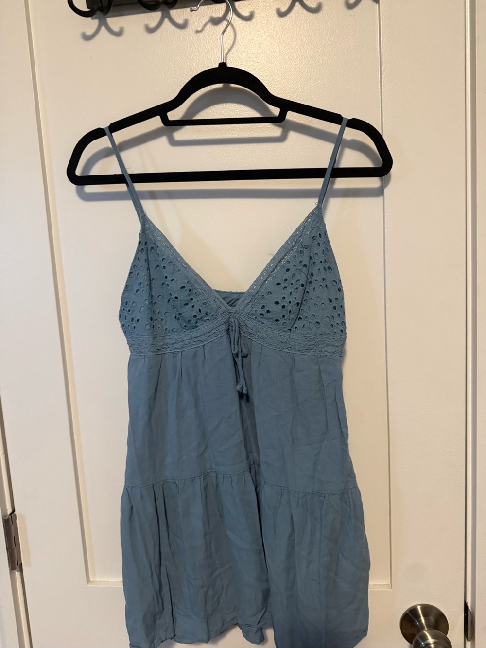 PacSun Light Blue Eyelet Spaghetti Strap Mini Dress